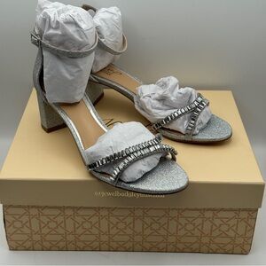 Jewel Badgley Mischka Joanne Glitter Heels Silver 8